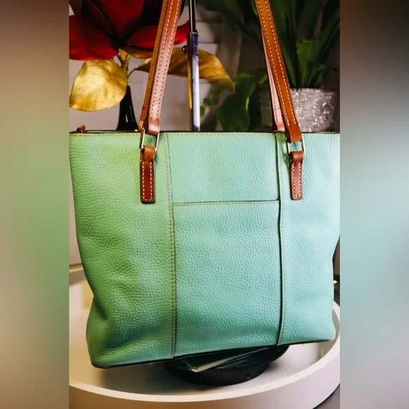 VGT Dooney & Bourke Pebble Leather Tote~Jade - Picture 3 of 8